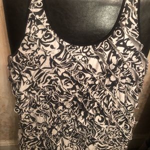 Black and White Ruffle Tank Shirt